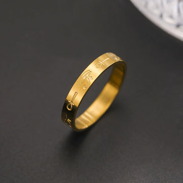 DAIIIBABYYY  -  Eye Of Ra Ankh Cross Ring Women Men Stainless Steel Egypt Wedjat Eye Protction Finger Rings Couple Jewelry Christmas Gift